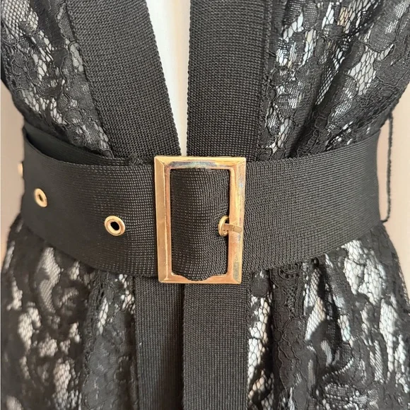 Revamped Black Floral Lace Belted Maxi Cardigan Kimono Size S - Picture 2 of 6